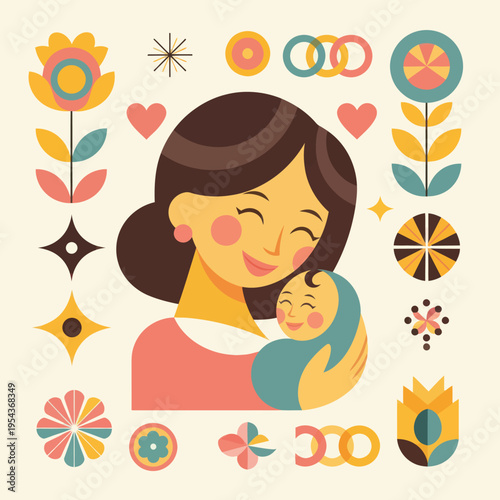 Mother Holding Baby in Her Arms.