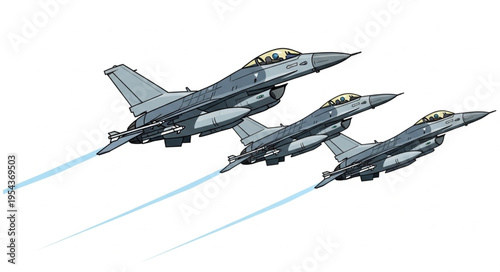 Fighter Jets in Formation Flight.