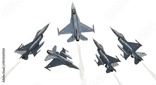 Fighter Jets in Formation Flight.