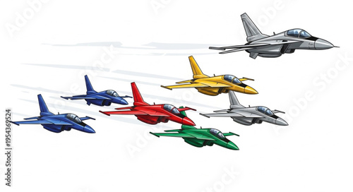 Fighter Jets in Formation Flight.