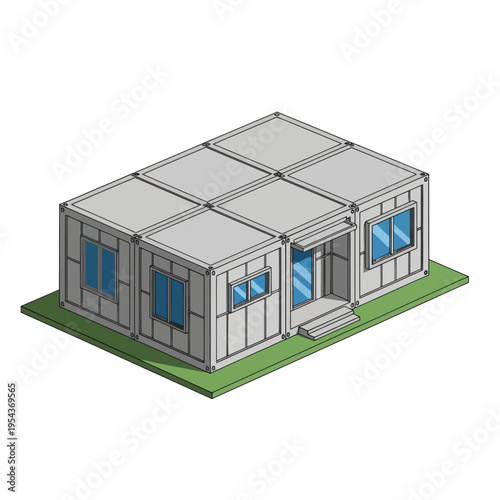 Modular Prefabricated Building Structure Illustration.
