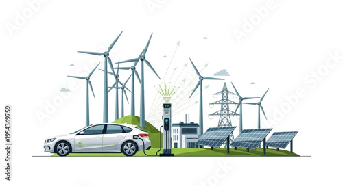 Electric car at charging station.