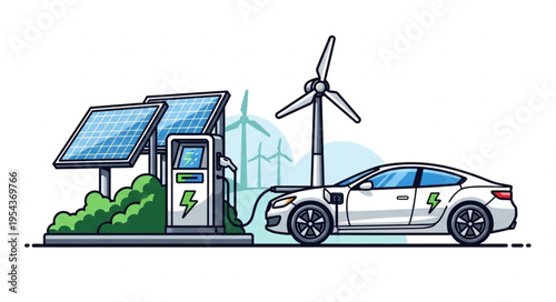 Electric car at charging station.
