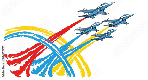 Fighter Jets Flying Formation.