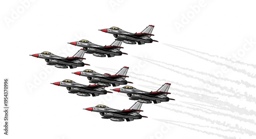 Fighter Jets in Formation Flight.