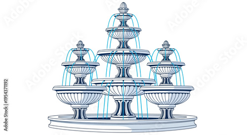 Elegant Tiered Water Fountain with Cascading Water - Outdoor Garden Decor