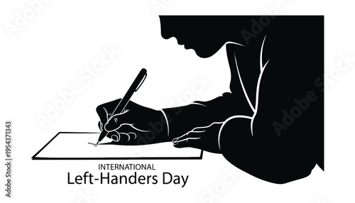 Left-hander silhouette illustration for International Left-Handers Day celebration