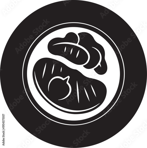 Steak icon vector, black and white