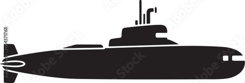 Black submarine vector icon