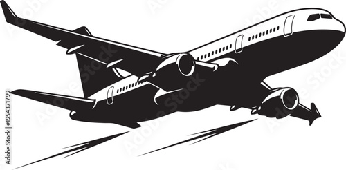 Vector airplane icon in black and white