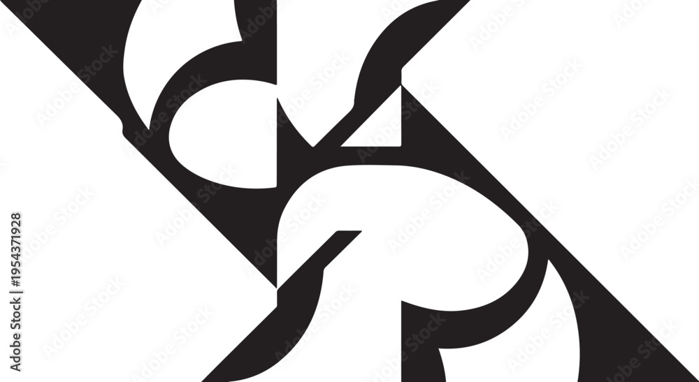 Obraz premium Black geometric shapes vector illustration