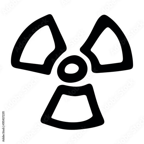 Hand drawn radiation sign Nuclear radiation hazard symbol Radioactive danger warning sign clipart in doodle style Nuclear safety Radioactive waste Single element for print, web, design, decor