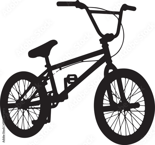 Vector bicycle icon, black silhouette, BMX bike