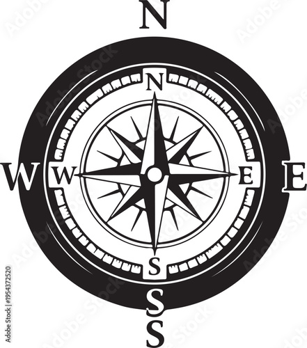 Vector compass icon, navigation symbol, directional sign