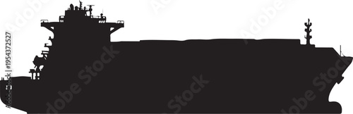 Vector silhouette of a large ship or cargo vessel