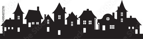 Set of black silhouette city skyline vector