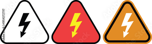 Electrical Hazard Triangle Warning Signs in Multiple Color Styles