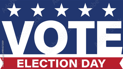 Vote Election Day announcement with stars and stripes pattern