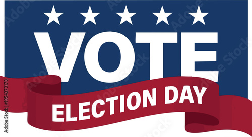 Modern Vote Election Day banner with elegant red ribbon