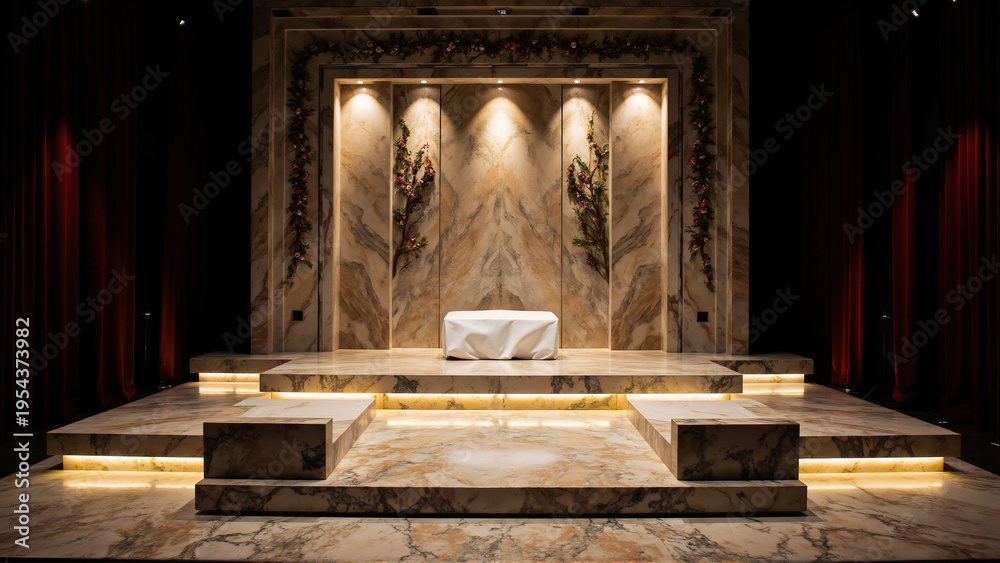 custom made wallpaper toronto digitalElegant Stage with Marble Accents and Dramatic Lighting