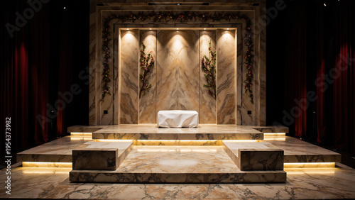 Wallpaper Mural Elegant Stage with Marble Accents and Dramatic Lighting Torontodigital.ca