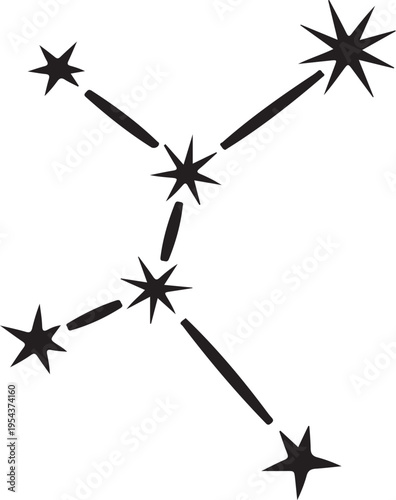 Vector constellation icon with 6 stars