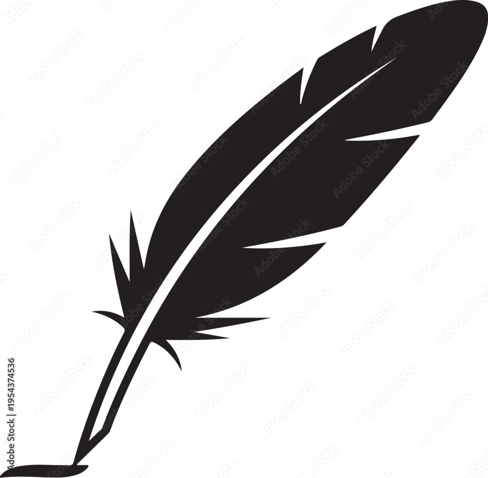 Obraz premium Black feather icon vector
