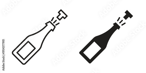 Champagne bottle icon. Vector linear icons. Editable stroke vector illustration