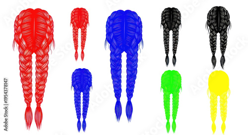 Colorful Braids Collection: Red, Blue, Black, Green, Yellow Hair Styles
