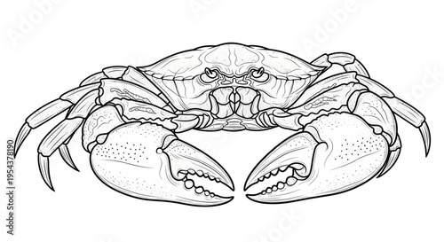 Crab Illustration - Line Art Drawing of a Crustacean with Claws