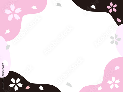 桜の花びらが舞う背景フレーム