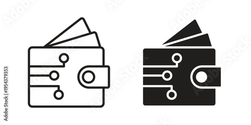 Cryptocurrency wallet icon. Vector linear icons. Editable stroke vector illustration