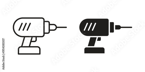 Drill icon. Vector linear icons. Editable stroke vector illustration