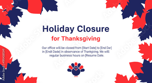 Holiday Closure for Thanksgiving Announcement - Office Closed
