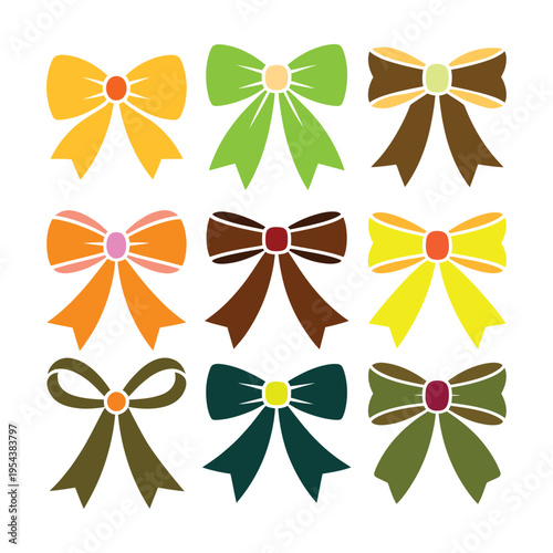 colorful decorative bows set flat design vector illustration