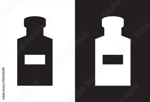 syrup bottle medical icon, black and white concept flat outline vector design
