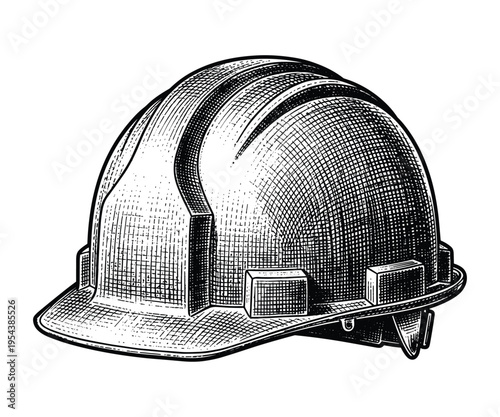 Vector drawing of a construction hard hat, safety helmet, protective headwear
