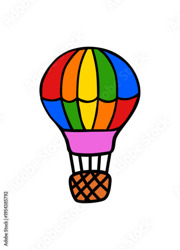 colorful hot air balloon isolated on a white background 
