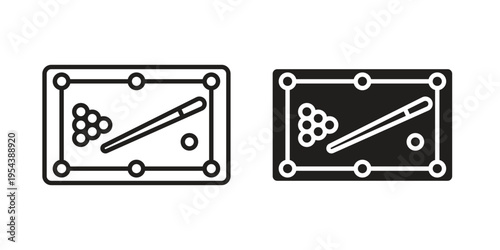 Pool table icon. Vector linear icons. Editable stroke vector illustration