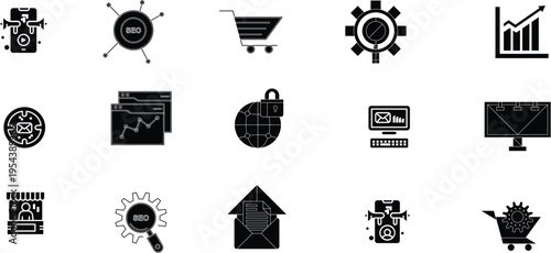 Set of 16 business icons vector
