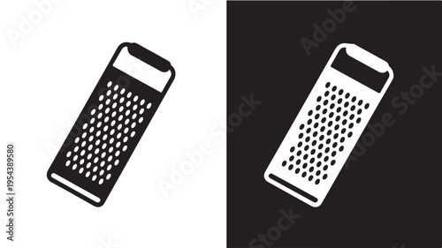 Kitchen Grater Icon Minimalist Graphic Black and White Vector Illustration for Food Preparation Symbol.