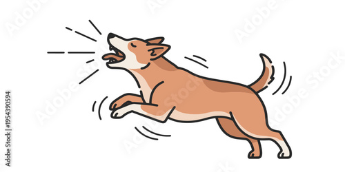 Cartoon dog running fast outside.