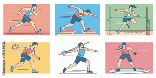 Athlete Throwing Javelin in Motion.