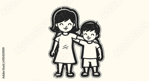 Illustration of a girl and boy together.
