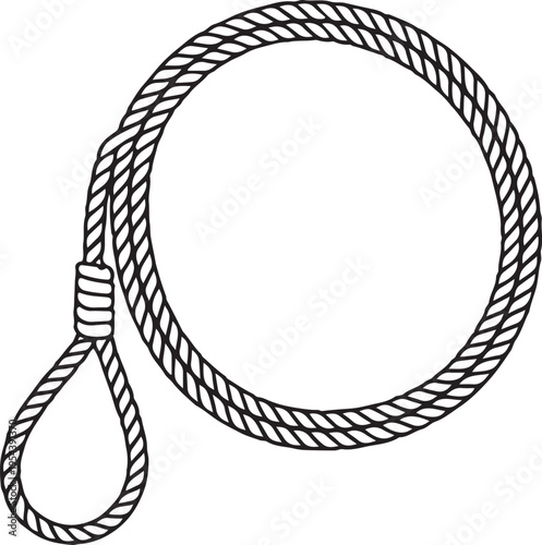 Rope loop knot, lasso, noose symbol for danger, cowboy, crime, suicide, threat, caution, hazard, warning, risk, bind, string, cord, twine, loop