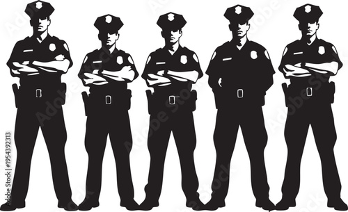 Police officers silhouette vector - law enforcement illustration eps