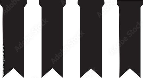 Black ribbon banner vector set - decorative elements for design eps silhouette