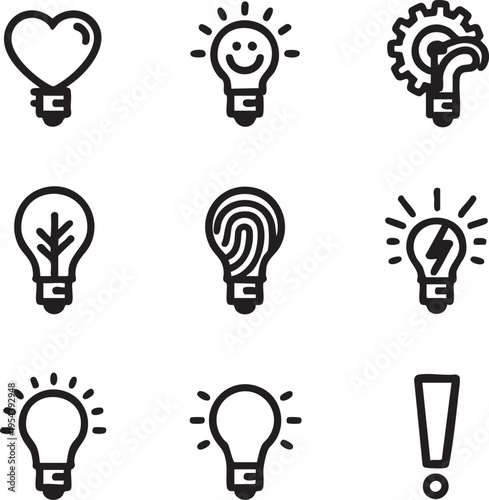 Light bulb idea vector icons: innovation, creativity, and solutions eps silhouette