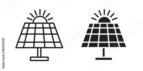 Solar panel icon. Vector linear icons. Editable stroke vector illustration