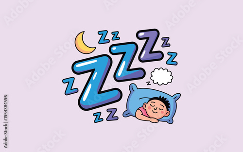 A cartoon baby sleeps peacefully with z's floating around their head